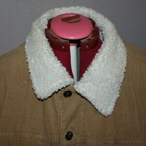 Men's Corduroy Hawk Jacket – Tan Faux Sherpa Lined – Size XL